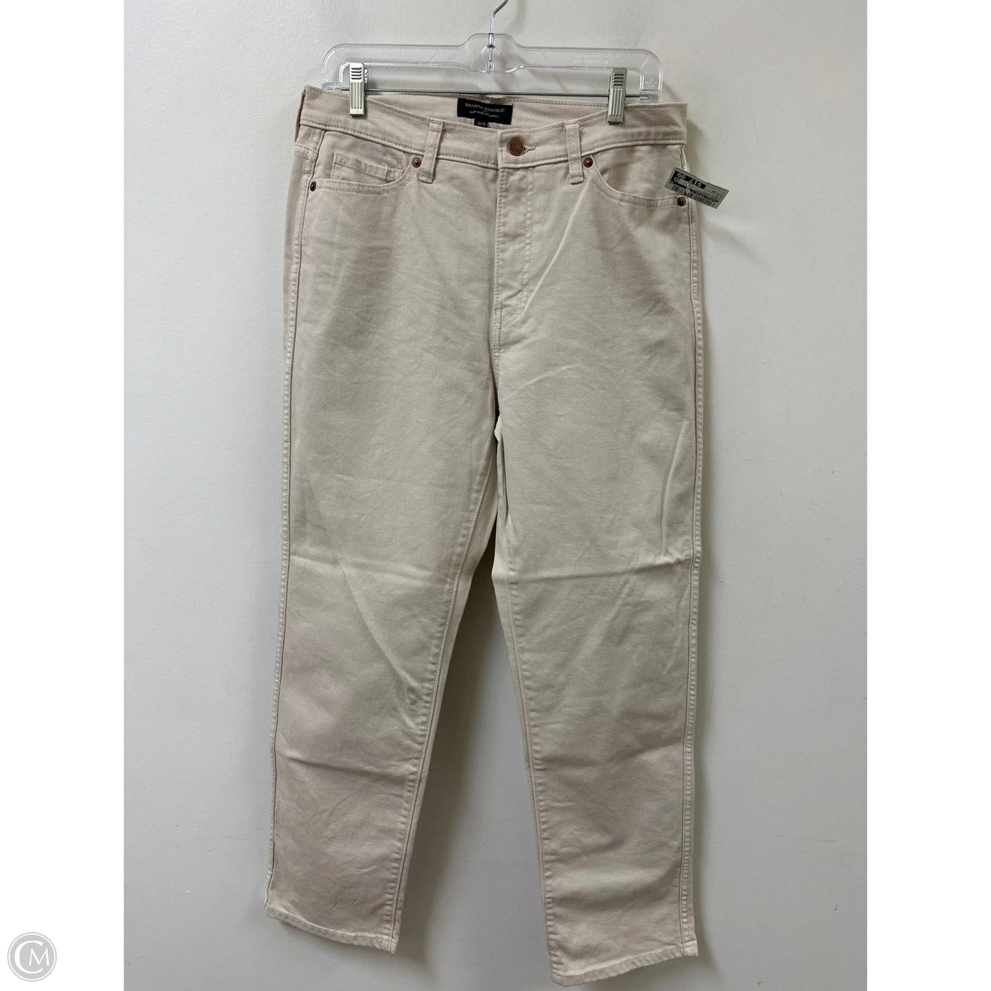 Jeans Straight By Banana Republic In Cream Denim, Size: 10