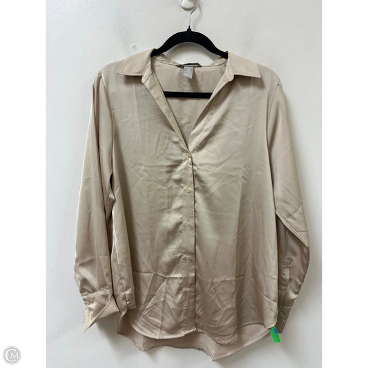 Blouse Long Sleeve By H&m In Cream, Size: M