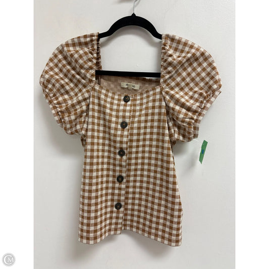 Top Short Sleeve By Madewell In Brown & Cream, Size: Xs