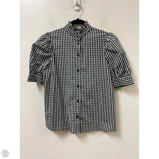 Blouse Short Sleeve By Who What Wear In Black & White, Size: Xs