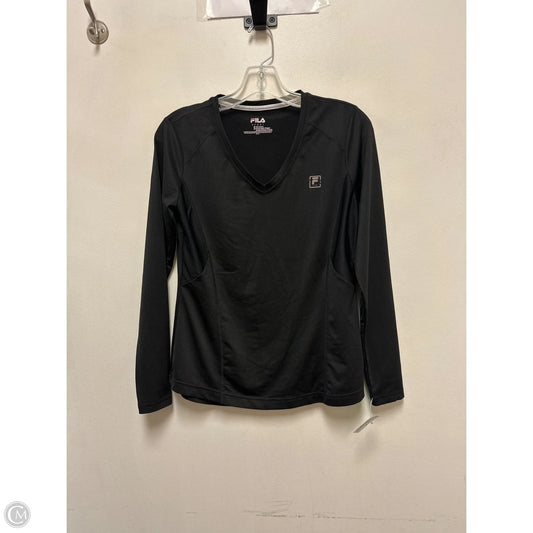 Athletic Top Long Sleeve Crewneck By Fila In Black, Size: S