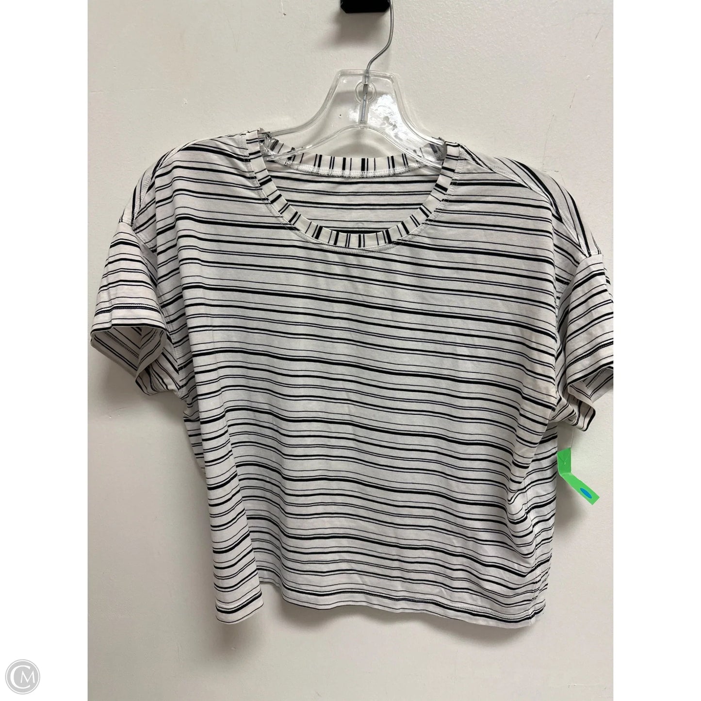 Athletic Top Short Sleeve By Lululemon In Striped Pattern, Size: S