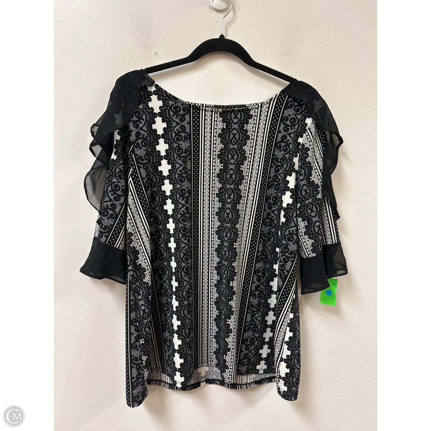 Top 3/4 Sleeve By Bold Elements In Black & White, Size: Xl