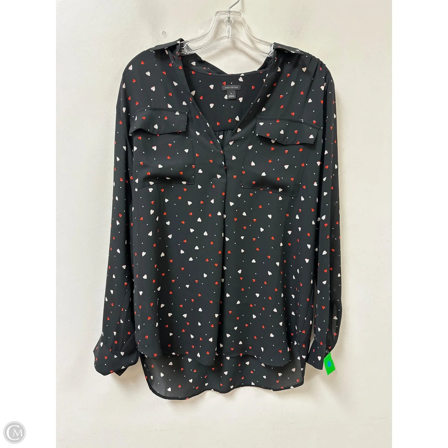 Top Long Sleeve By Ann Taylor In Black & Red, Size: M