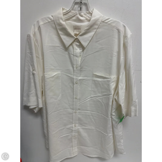 Blouse Short Sleeve By Chicos In Cream, Size: 1x