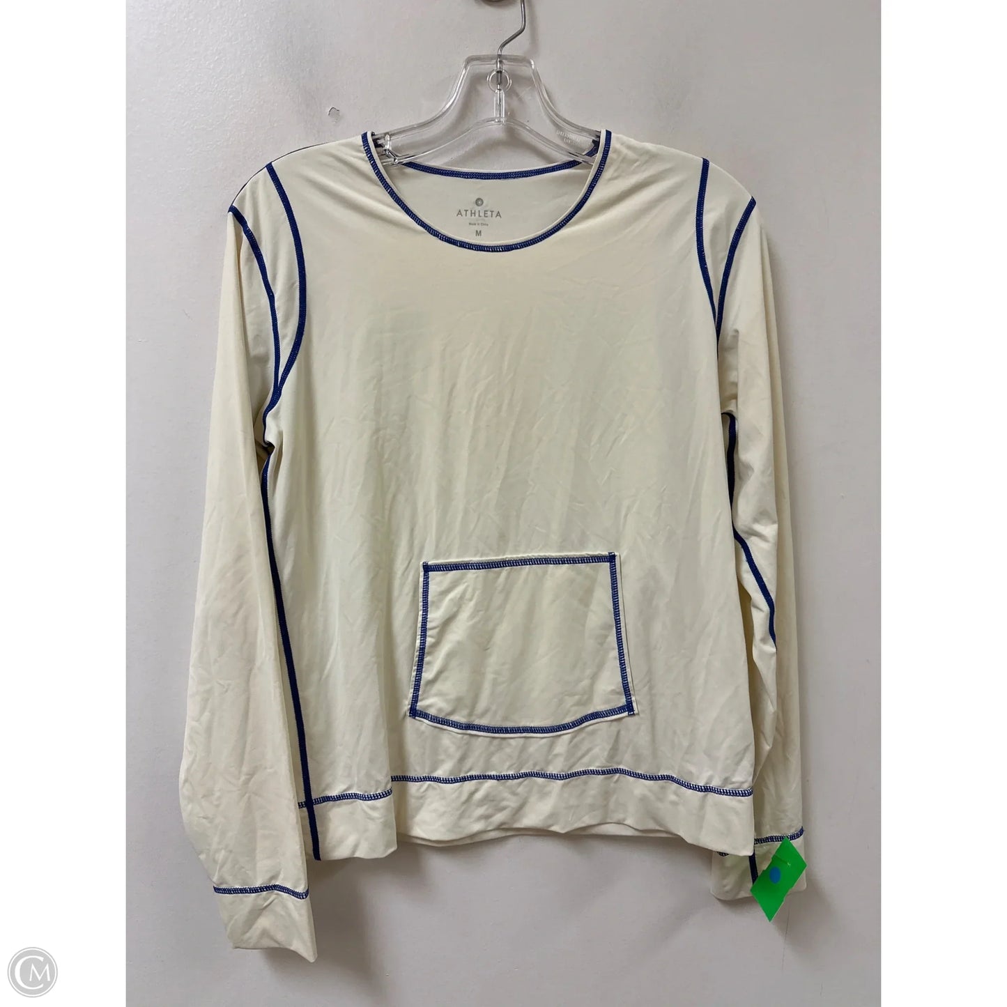 Athletic Top Long Sleeve Crewneck By Athleta In Blue & White, Size: M