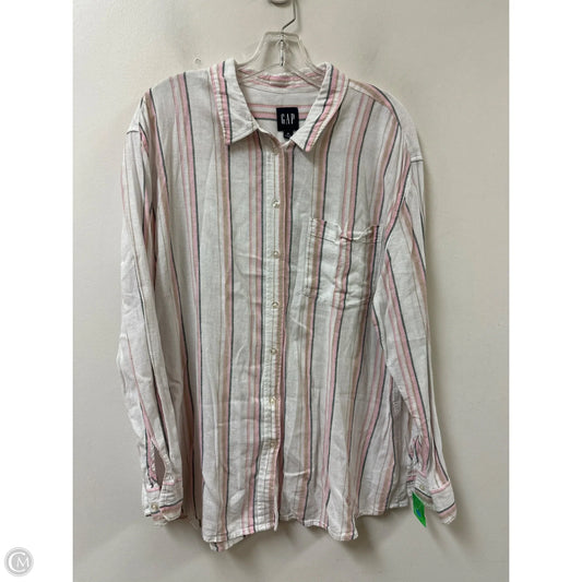 Blouse Long Sleeve By Gap In Pink & White, Size: Xl