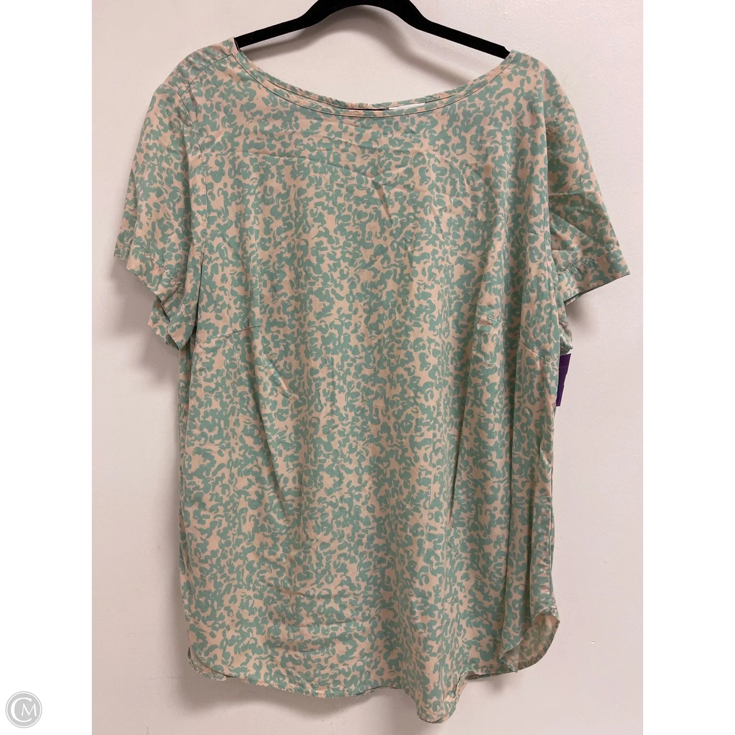 Top Short Sleeve By Ava & Viv In Blue & Cream, Size: Xl