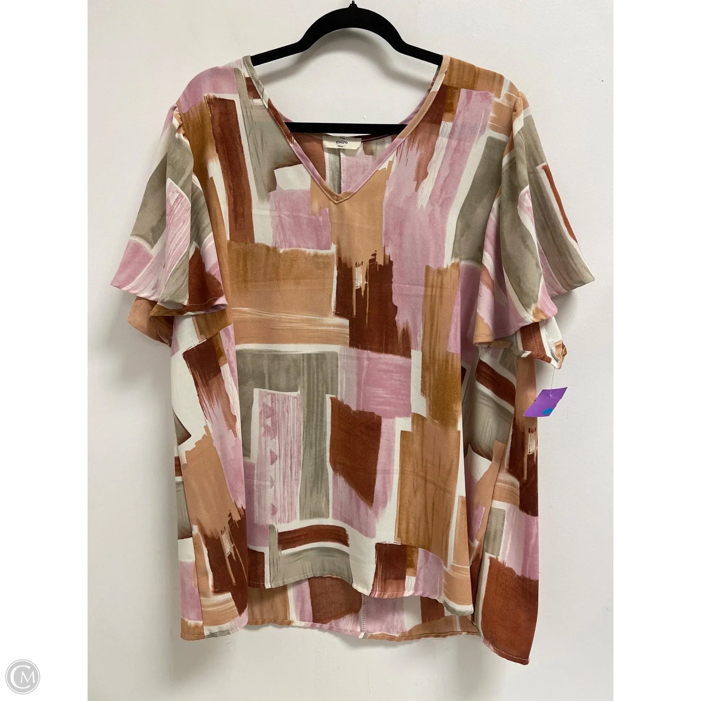 Top Short Sleeve By Entro In Brown & Pink, Size: Xl