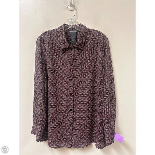 Blouse Long Sleeve By Chelsea And Theodore In Grey & Red, Size: L