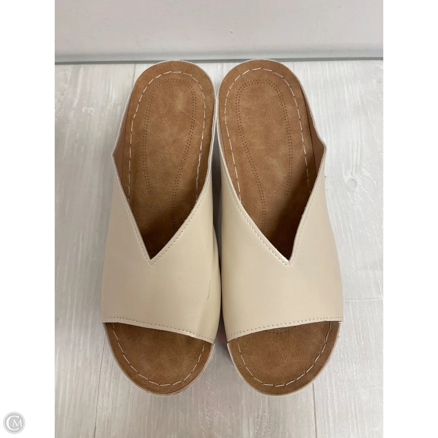 Sandals Heels Block By Clothes Mentor In White, Size: 11.5