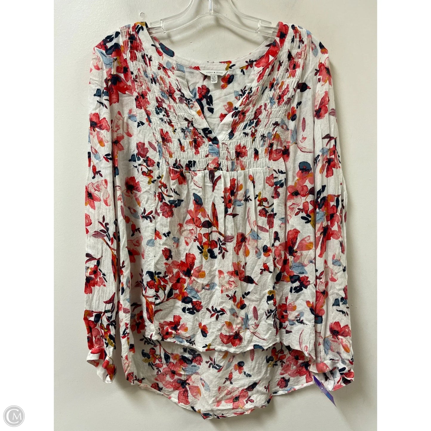 Top Long Sleeve By Lucky Brand In Floral Print, Size: L