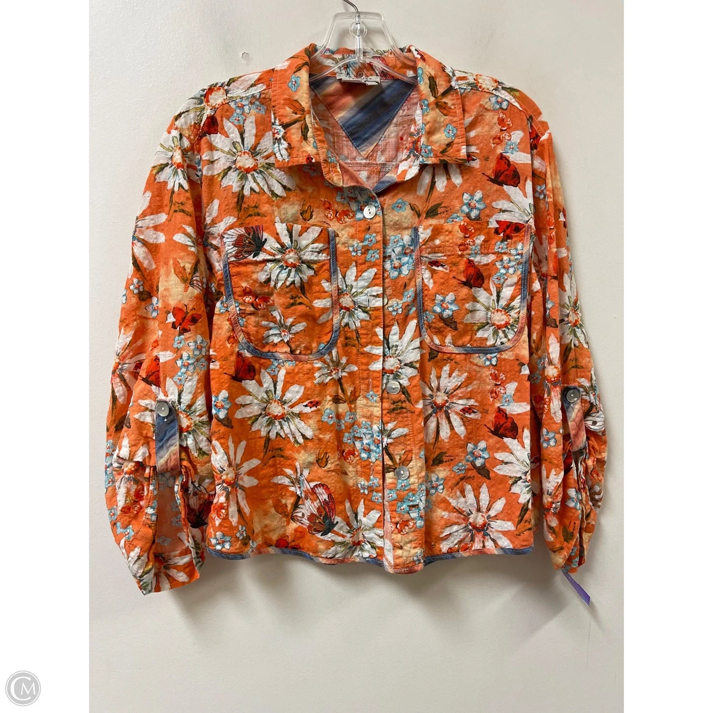 Blouse Long Sleeve By Clothes Mentor In Orange, Size: M