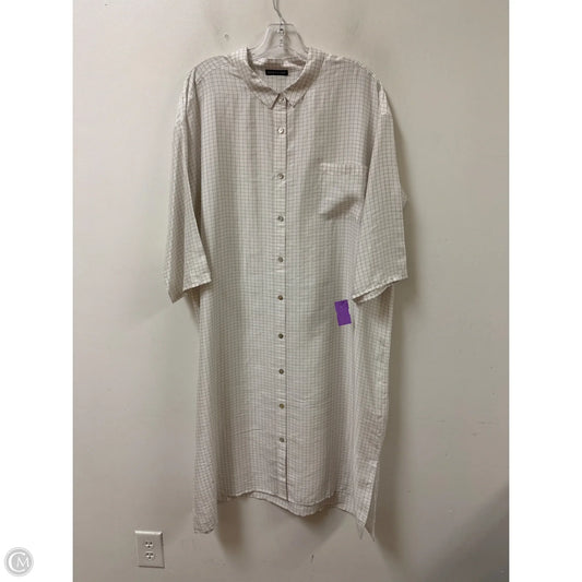 Dress Casual Midi By Eileen Fisher In Grey & White, Size: L