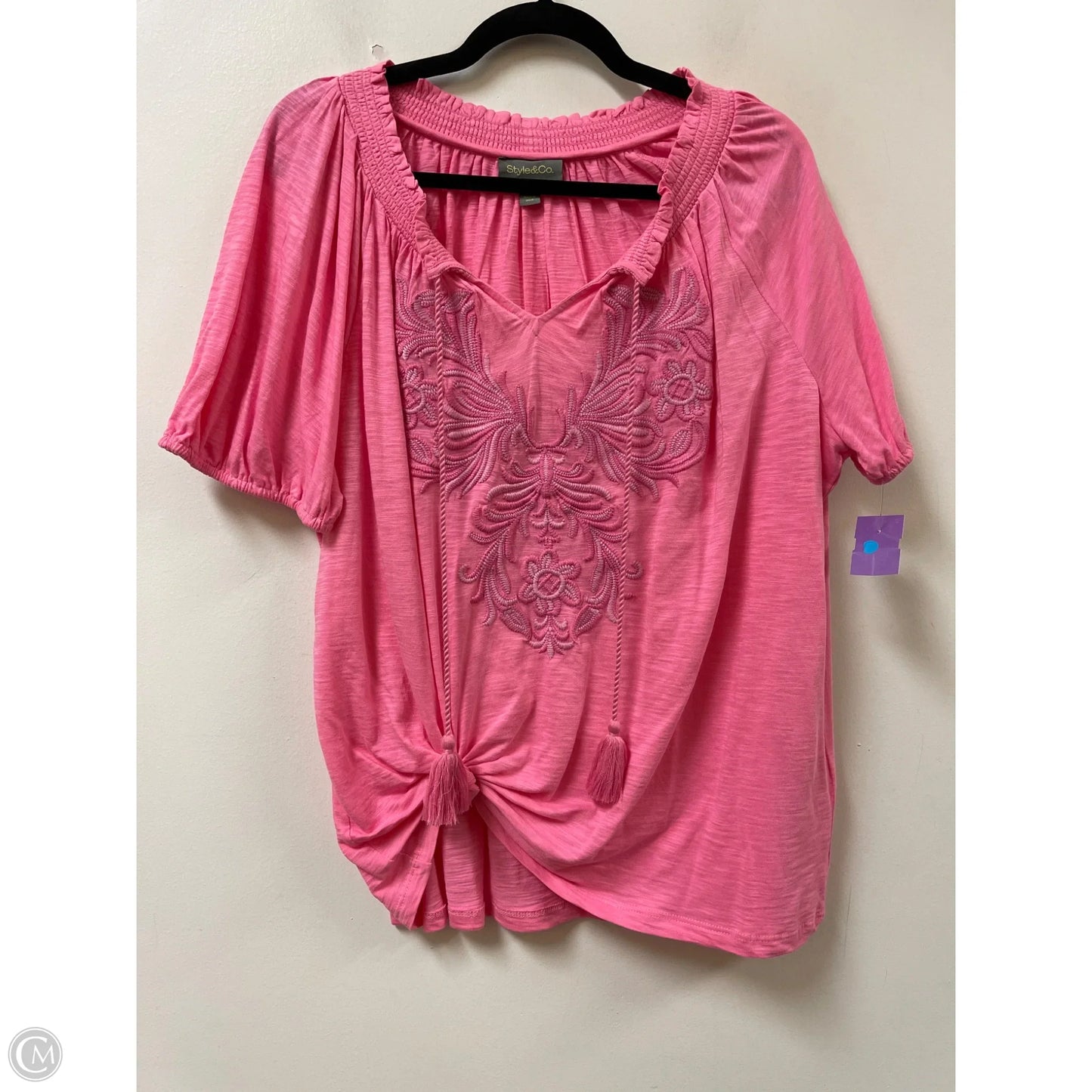 Top Short Sleeve By Style And Company In Pink, Size: 1x