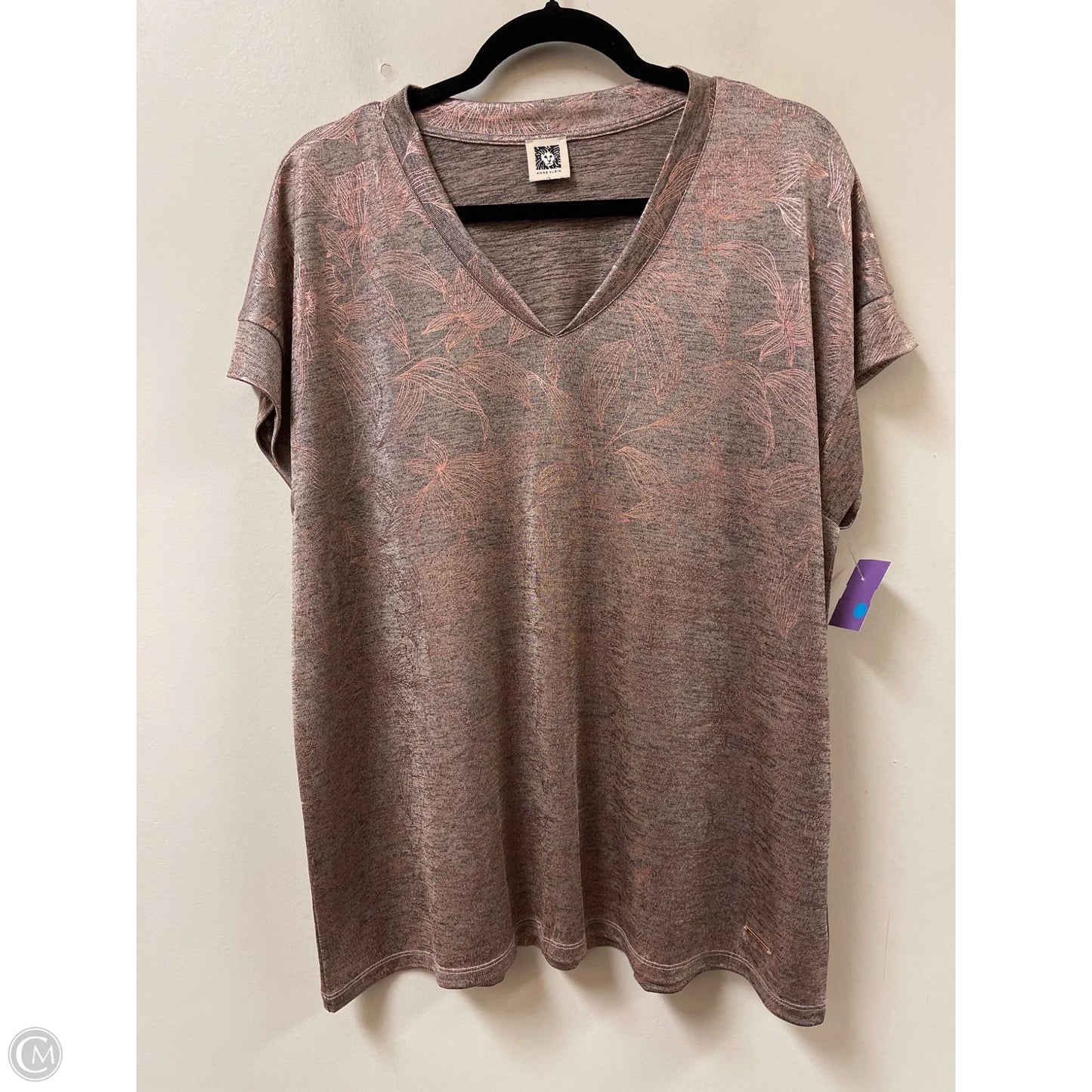 Top Short Sleeve By Anne Klein In Rose Gold, Size: L