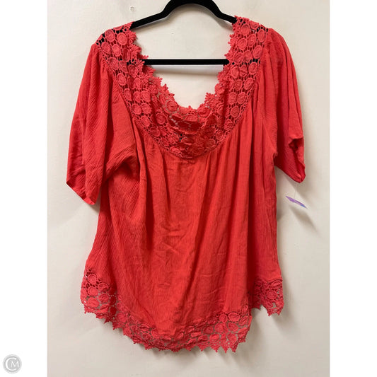 Top Short Sleeve By City Chic In Coral, Size: 3x