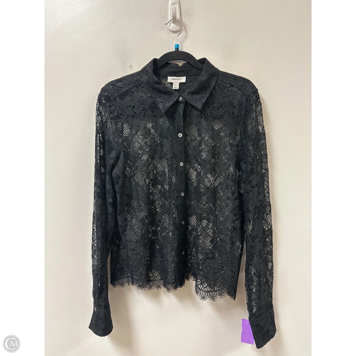 Blouse Long Sleeve By On 34th In Black, Size: L