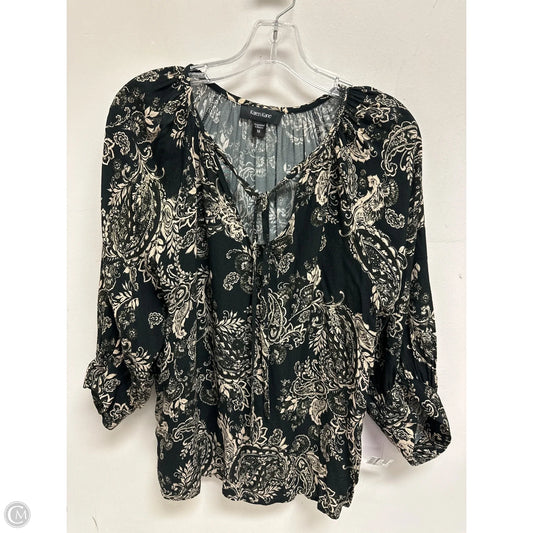 Top Long Sleeve By Karen Kane In Black & Cream, Size: M