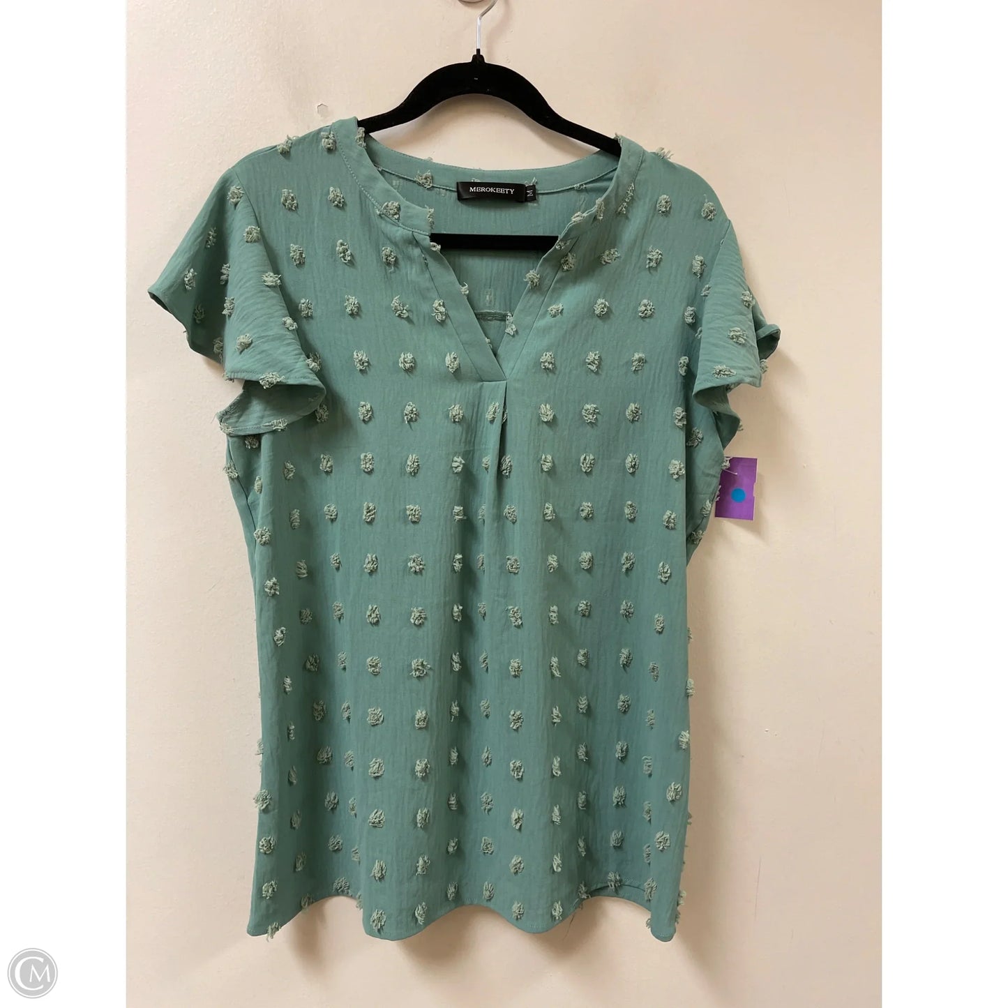 Top Short Sleeve By Merokeety In Green, Size: M