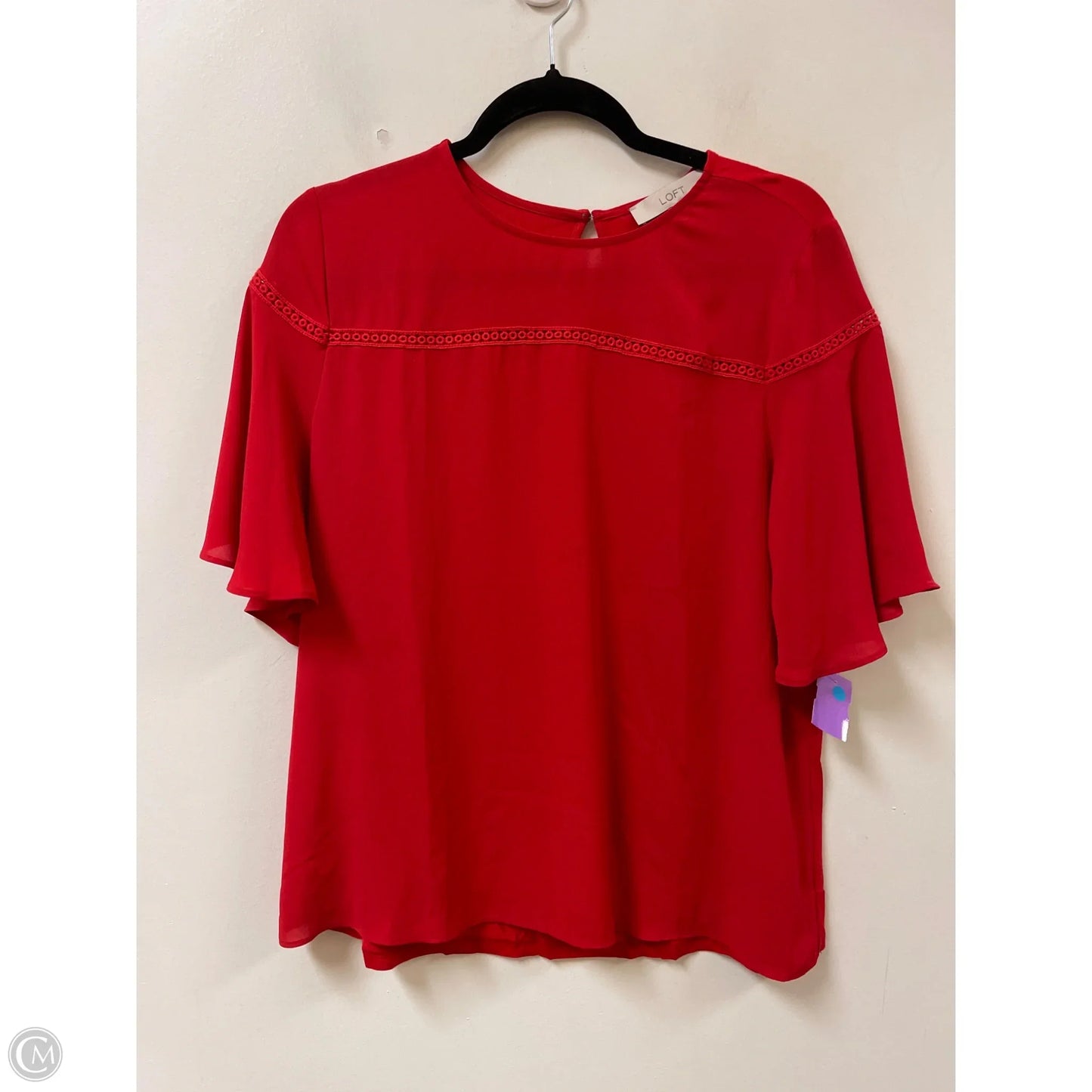Top Short Sleeve By Loft In Red, Size: M