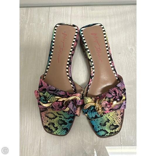 Sandals Heels Kitten By Betsey Johnson In Multi-colored, Size: 8
