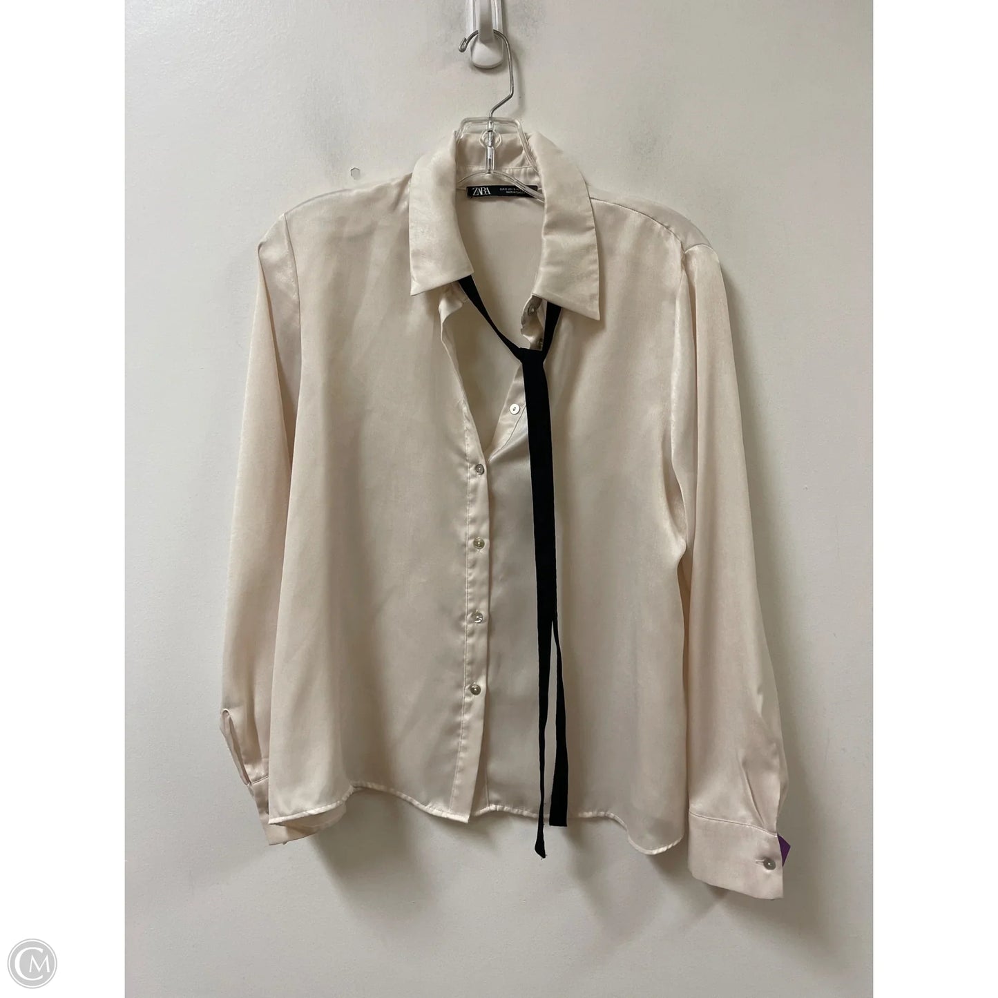Blouse Long Sleeve By Zara In Cream, Size: S