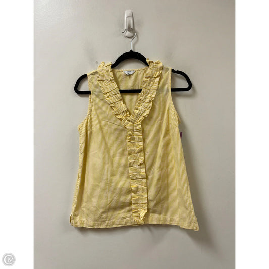 Top Sleeveless By Crown And Ivy In White & Yellow, Size: M