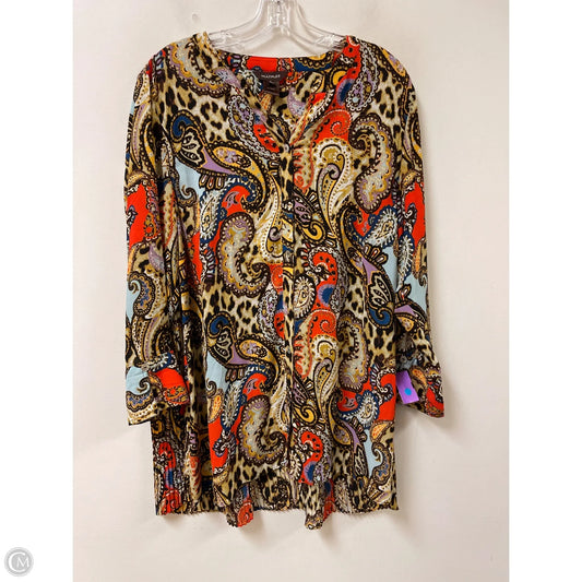 Blouse Long Sleeve By Multiples In Multi-colored, Size: L