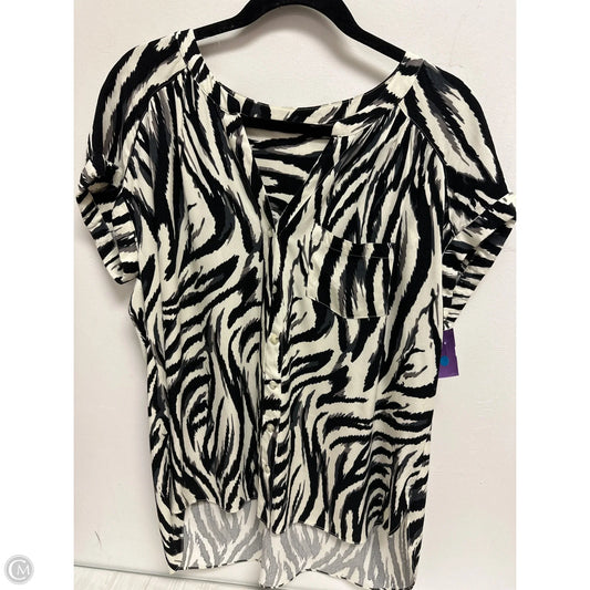 Blouse Short Sleeve By Clothes Mentor In Black & Cream, Size: L