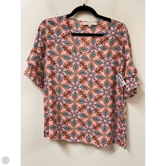 Top Short Sleeve By Loft In Orange & Pink, Size: Xs