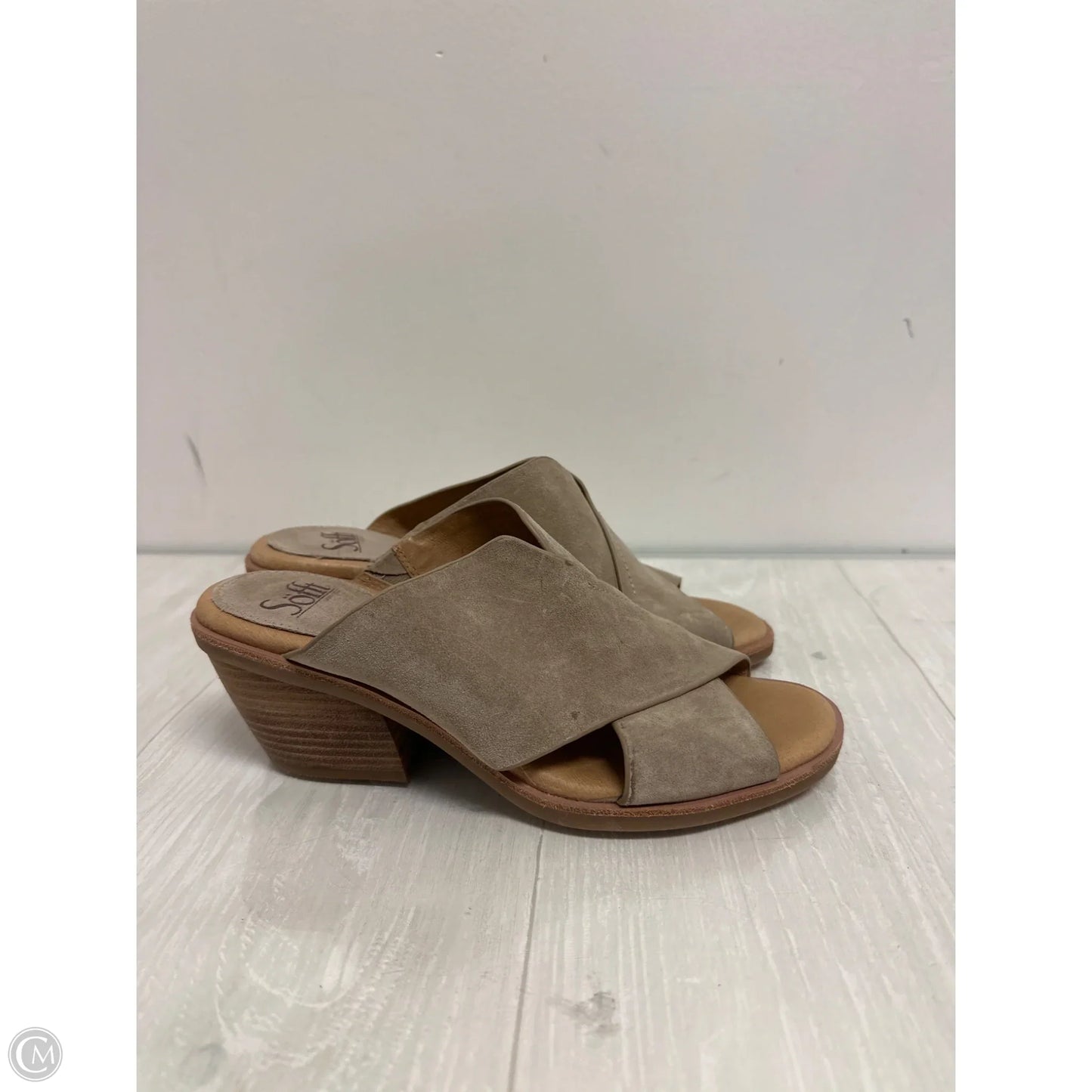Sandals Heels Block By Sofft In Taupe, Size: 8.5