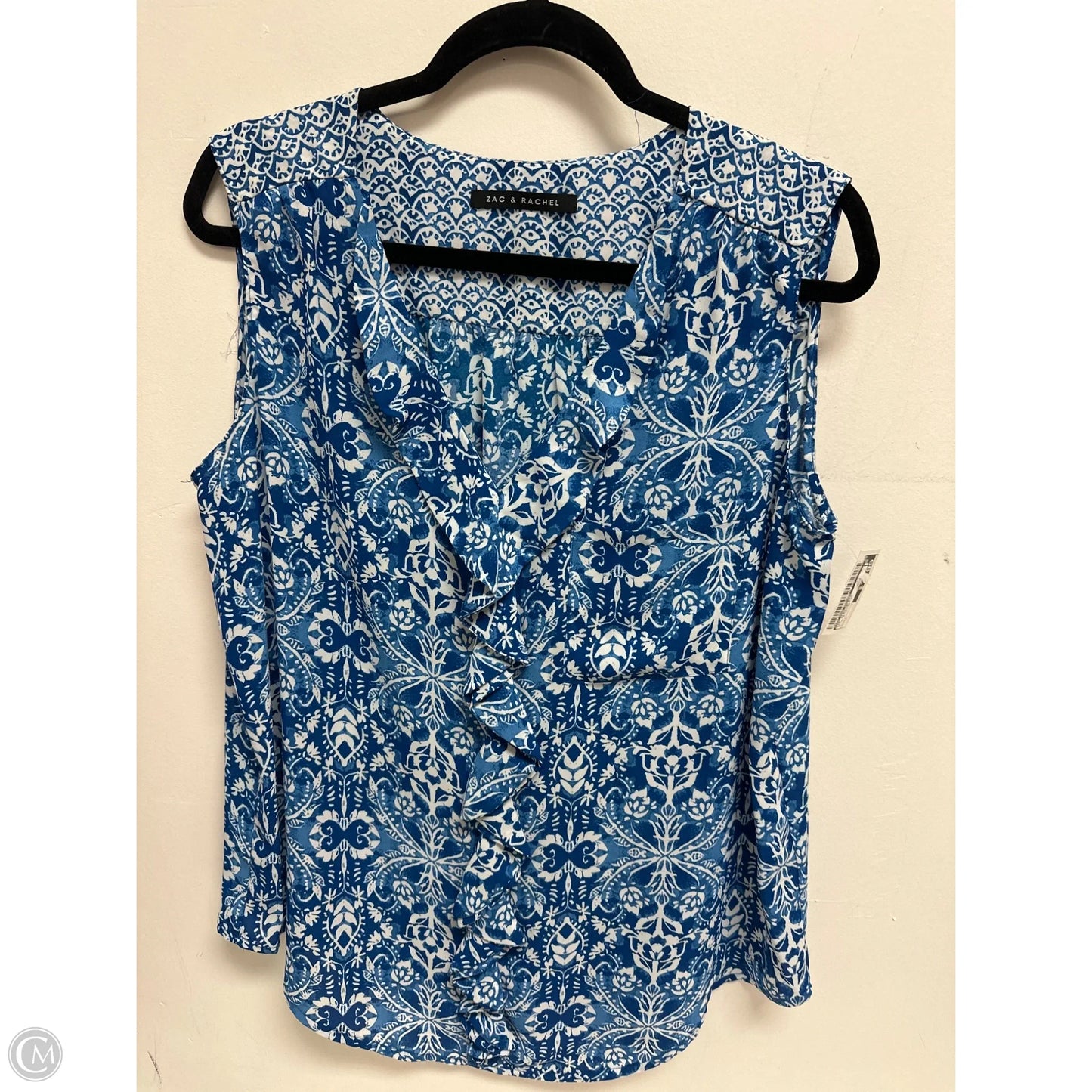 Top Sleeveless By Zac And Rachel In Blue & White, Size: L