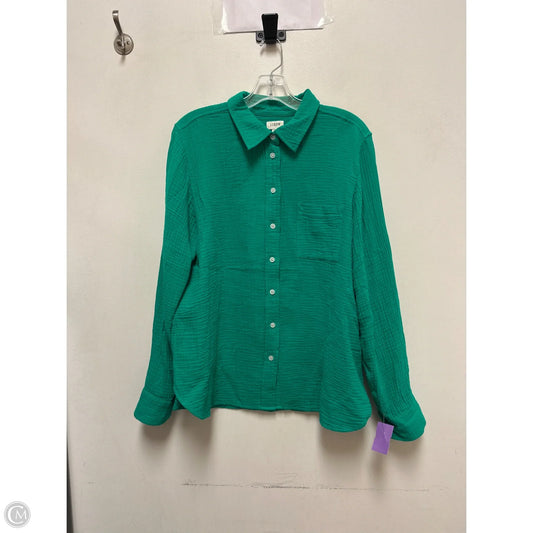 Blouse Long Sleeve By J. Crew In Green, Size: L