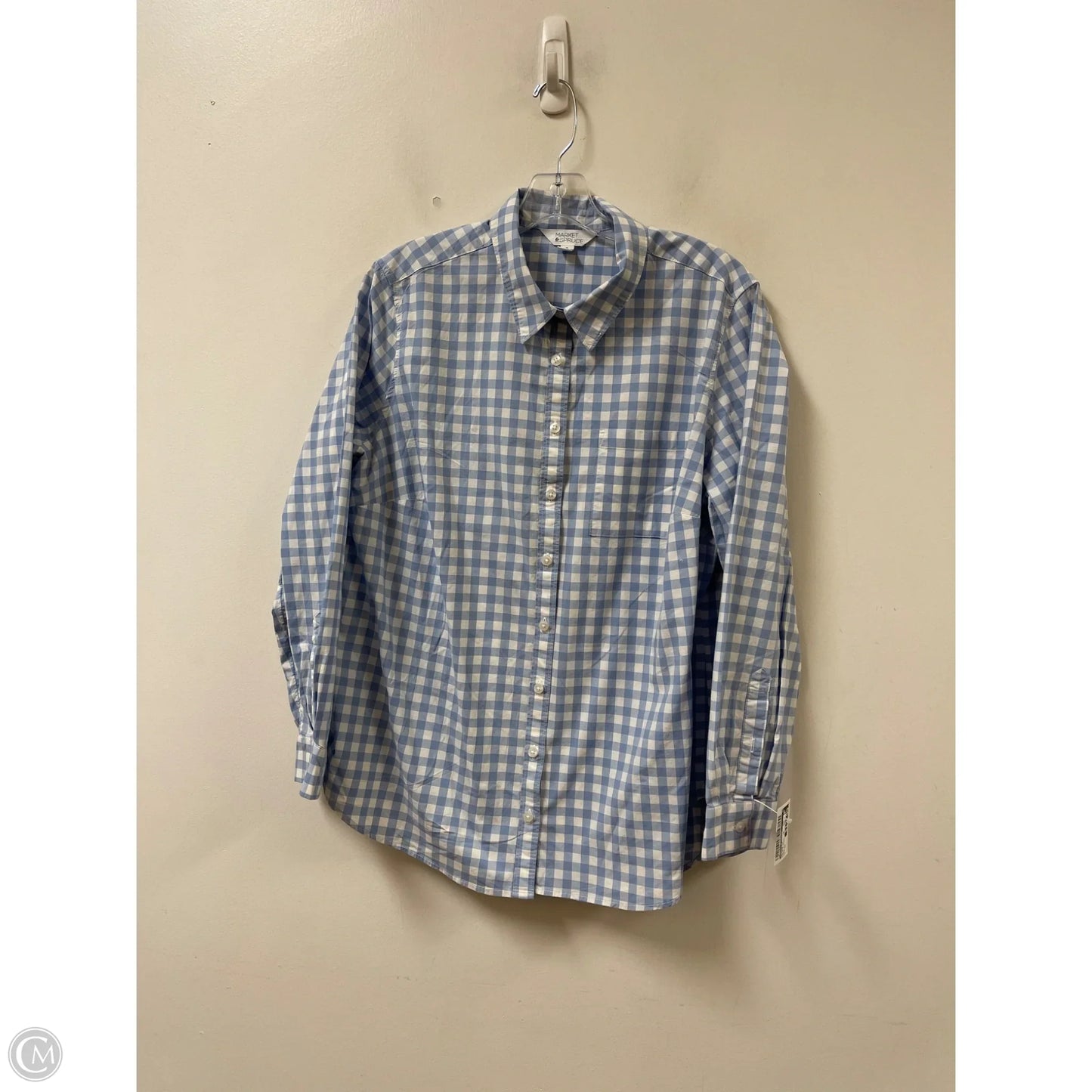 Blouse Long Sleeve By Market & Spruce In Blue & White, Size: 1x