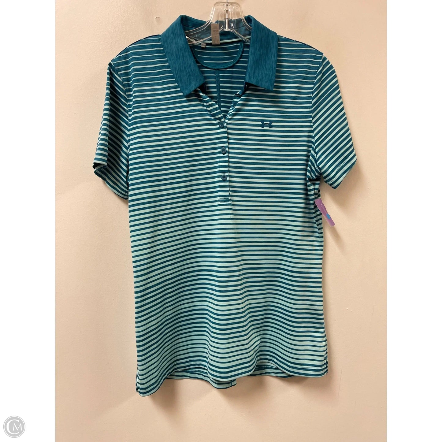 Athletic Top Short Sleeve By Under Armour In Striped Pattern, Size: L