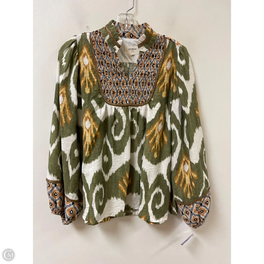 Top Long Sleeve By Umgee In Green & White, Size: S