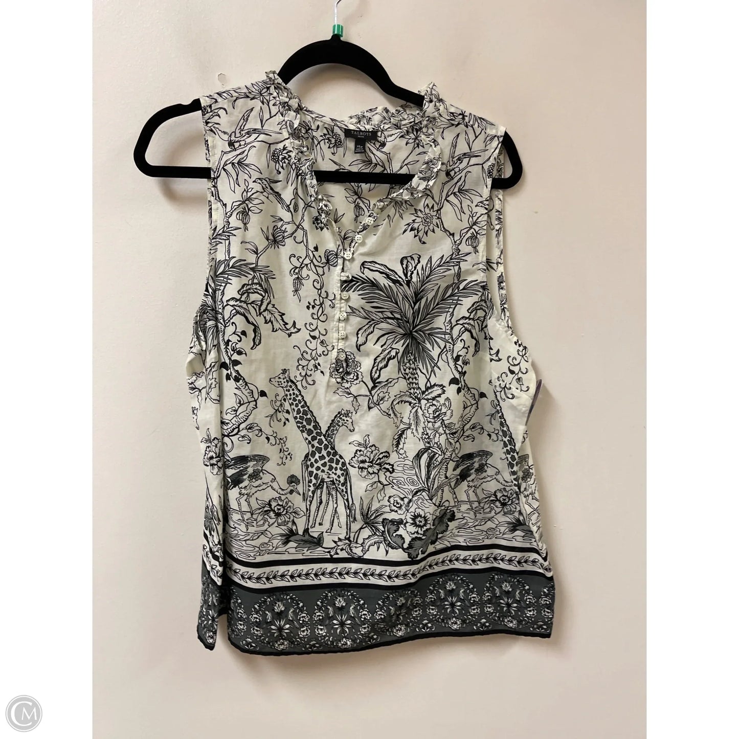 Top Sleeveless By Talbots In Black & White, Size: Xlp