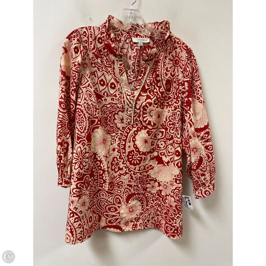 Top Long Sleeve By Umgee In Cream & Red, Size: 1x