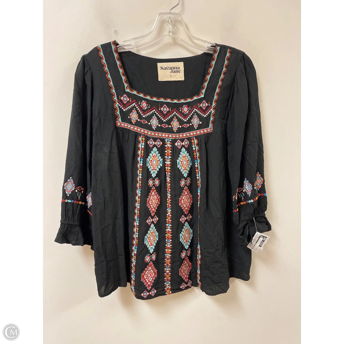 Top Long Sleeve By Savanna Jane In Black, Size: S