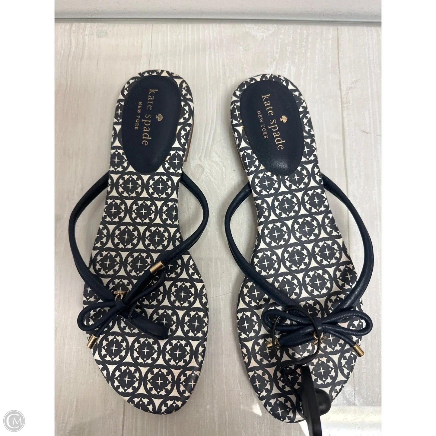 Sandals Designer By Kate Spade In Blue & White, Size: 8.5