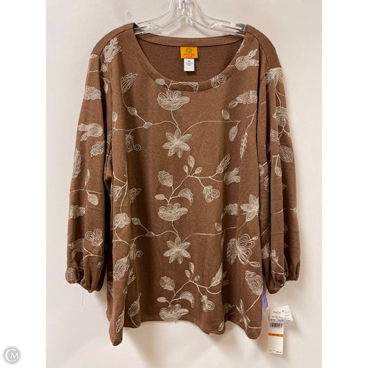 Top Long Sleeve By Ruby Rd In Brown, Size: 3x