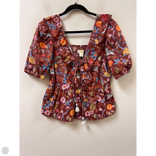 Top Short Sleeve By Maeve In Multi-colored, Size: M