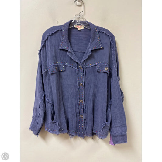 Blouse Long Sleeve By Peach Love Cream California In Purple, Size: M
