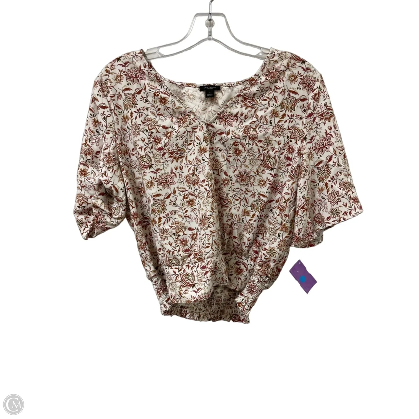Top Short Sleeve By Ann Taylor In Floral Print, Size: S