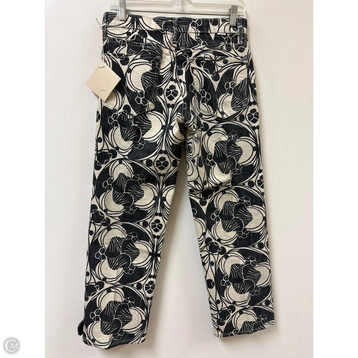 Jeans Straight By Mother In Black & Cream, Size: 4