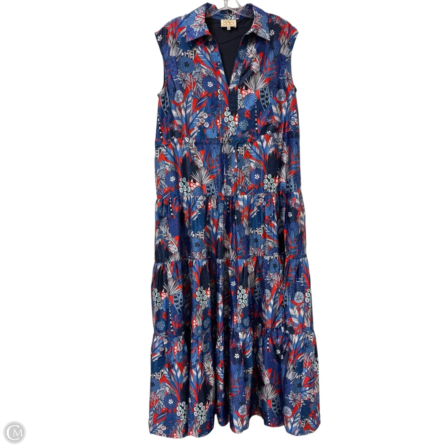 Dress Casual Maxi By Clothes Mentor In Blue & Red, Size: S