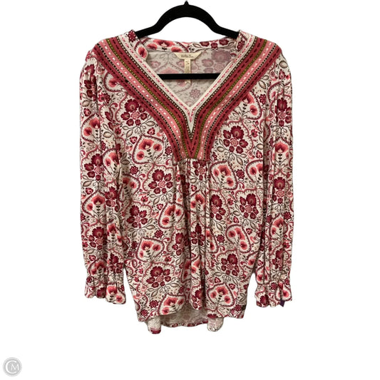 Top Long Sleeve By Matilda Jane In Pink & White, Size: S