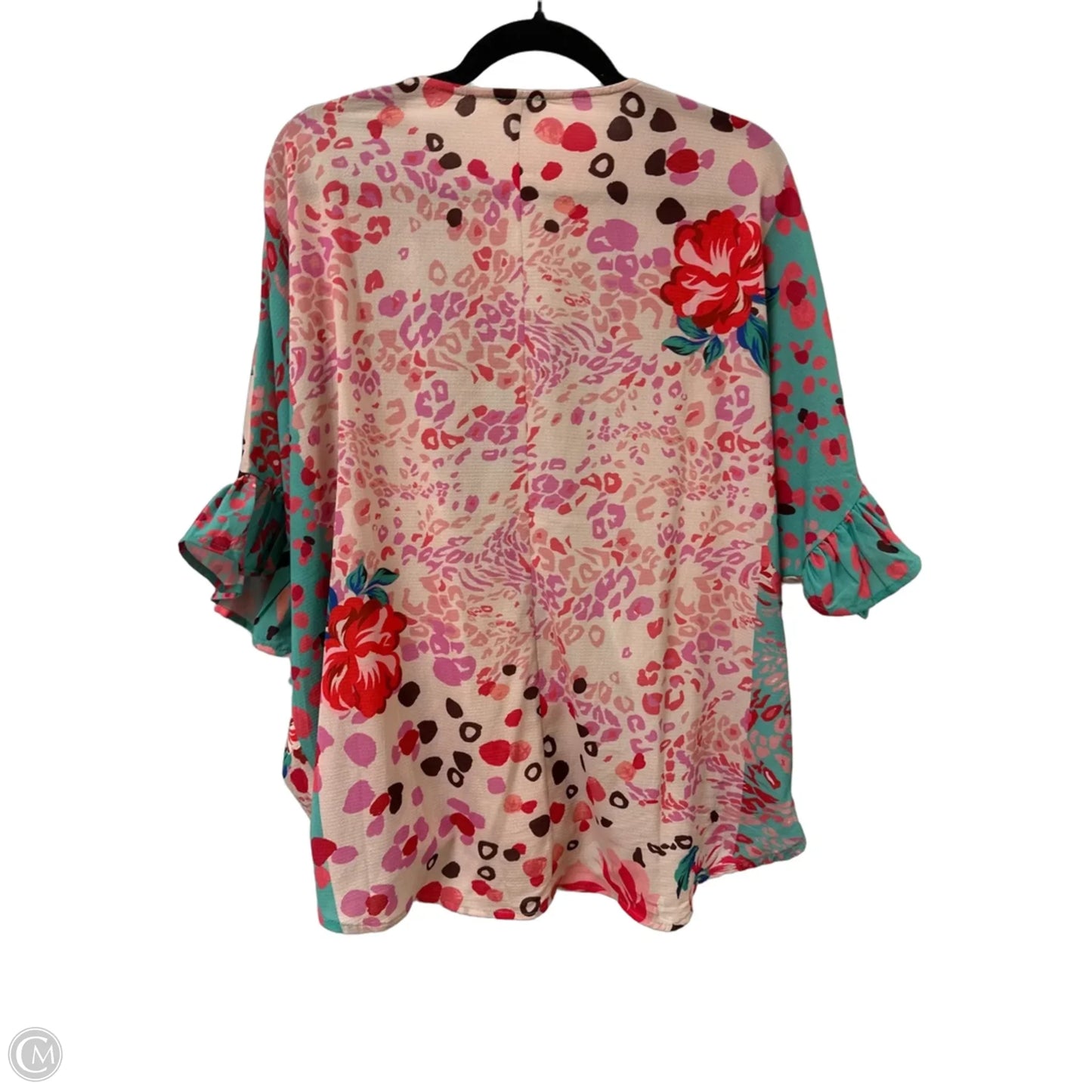 Top Short Sleeve By Umgee In Green & Pink, Size: L