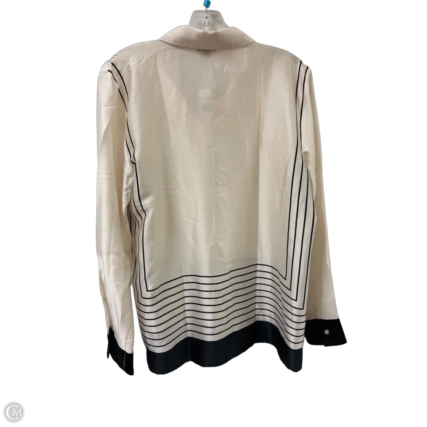 Blouse Long Sleeve By Ann Taylor In Black & Cream, Size: M